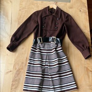 Vintage 1960s Brown Striped Mod Scooter Dress